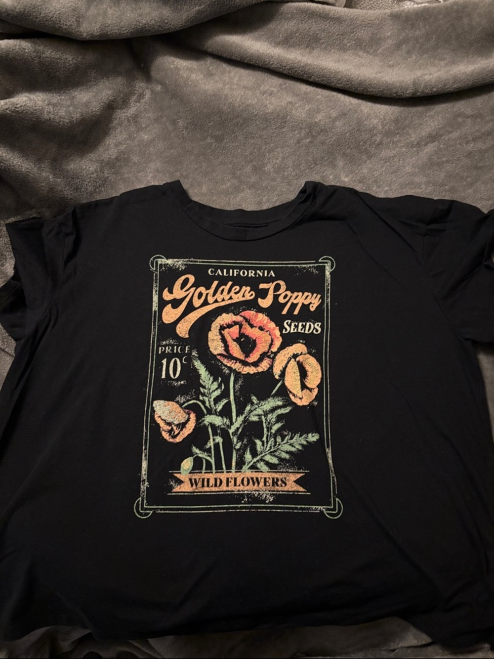 Maurices Black Golden Poppy Graphic Tee - California Wild Flowers XL